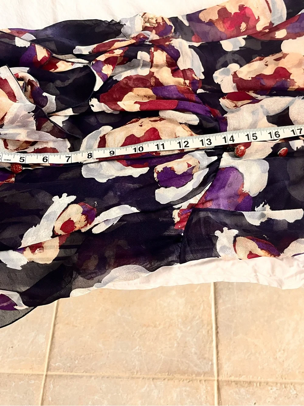 Chanel Vintage Multicolor Printed Sheer Chiffon Blouse FR 38 Made in France